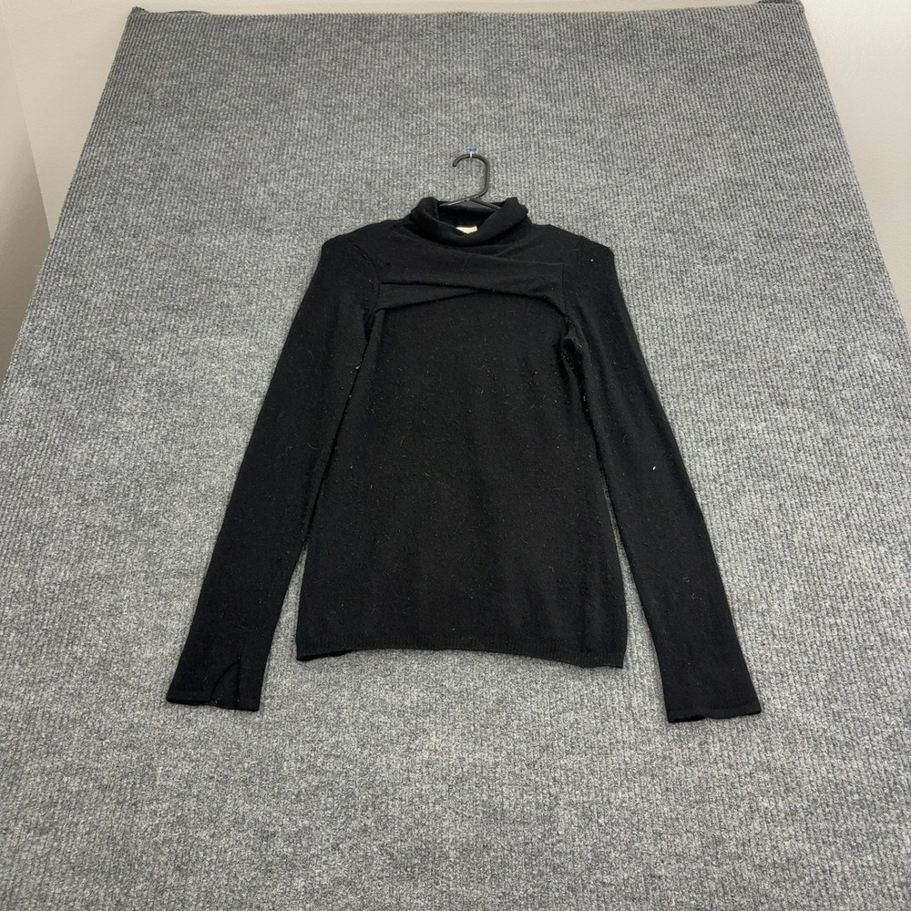 Inhabit Sweater Womens S Black Cashmere Blend Turtleneck‎ Cross Front Chic